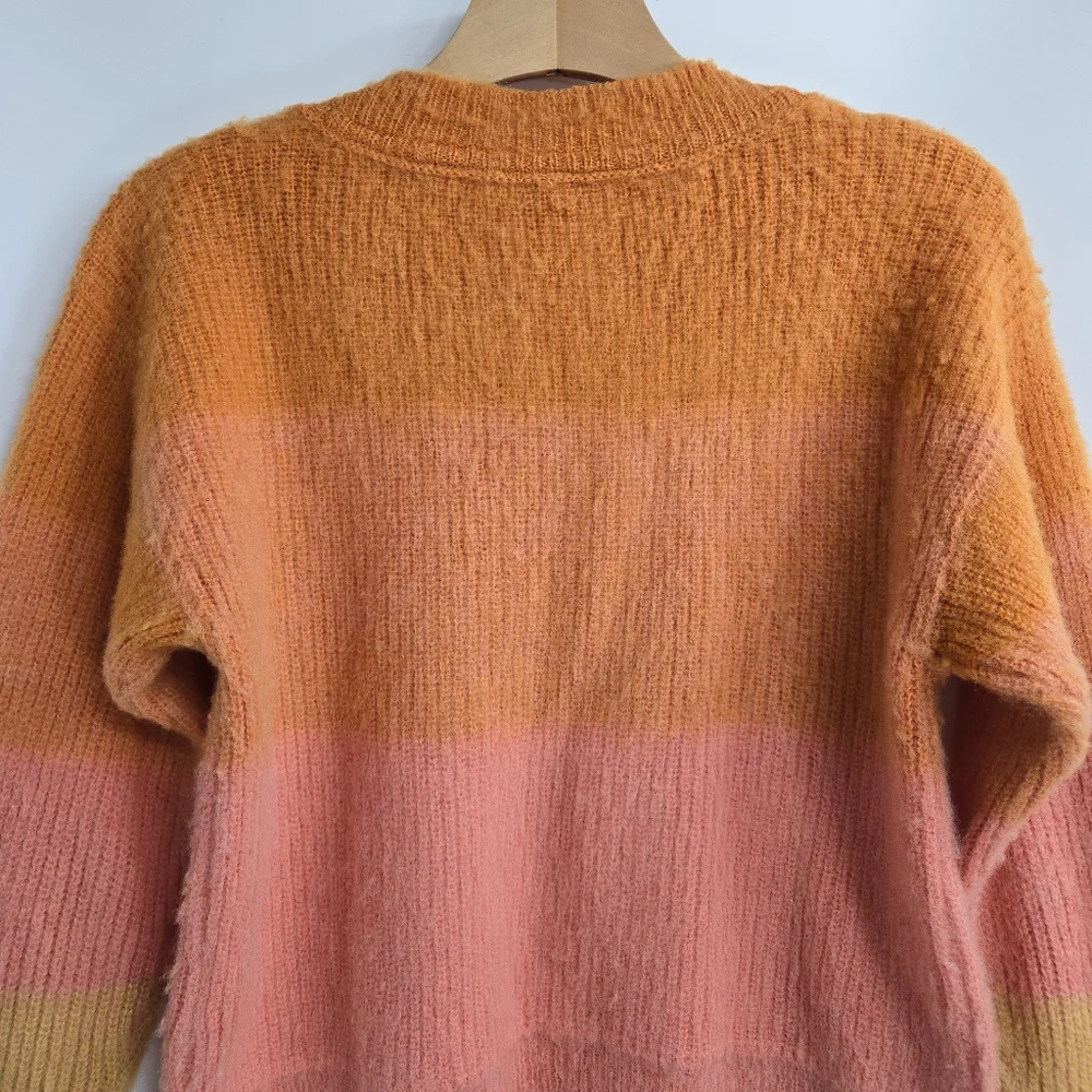 Free People Sweater‎ Autumn Sky Fluffy Ombre Orange Sunset